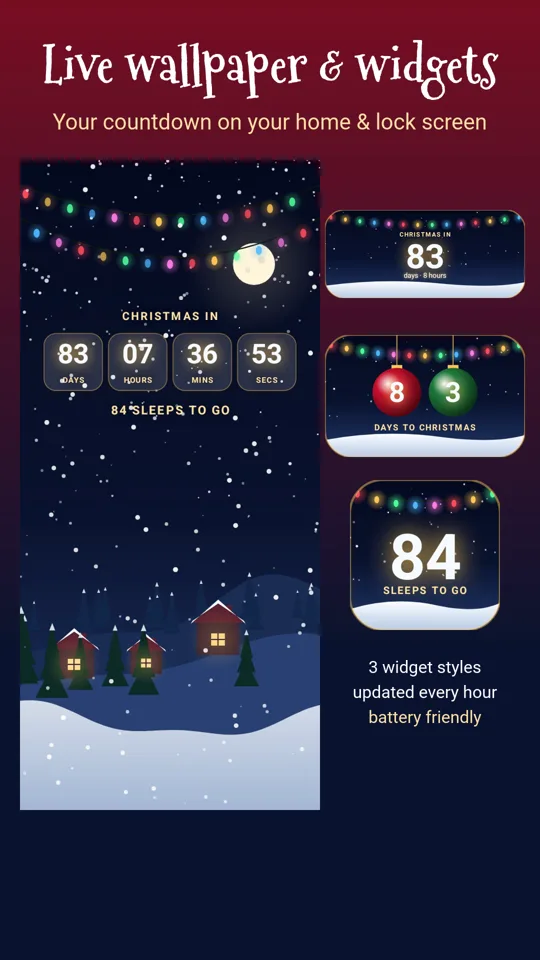 Christmas countdown widgets and live wallpaper for Android home screen